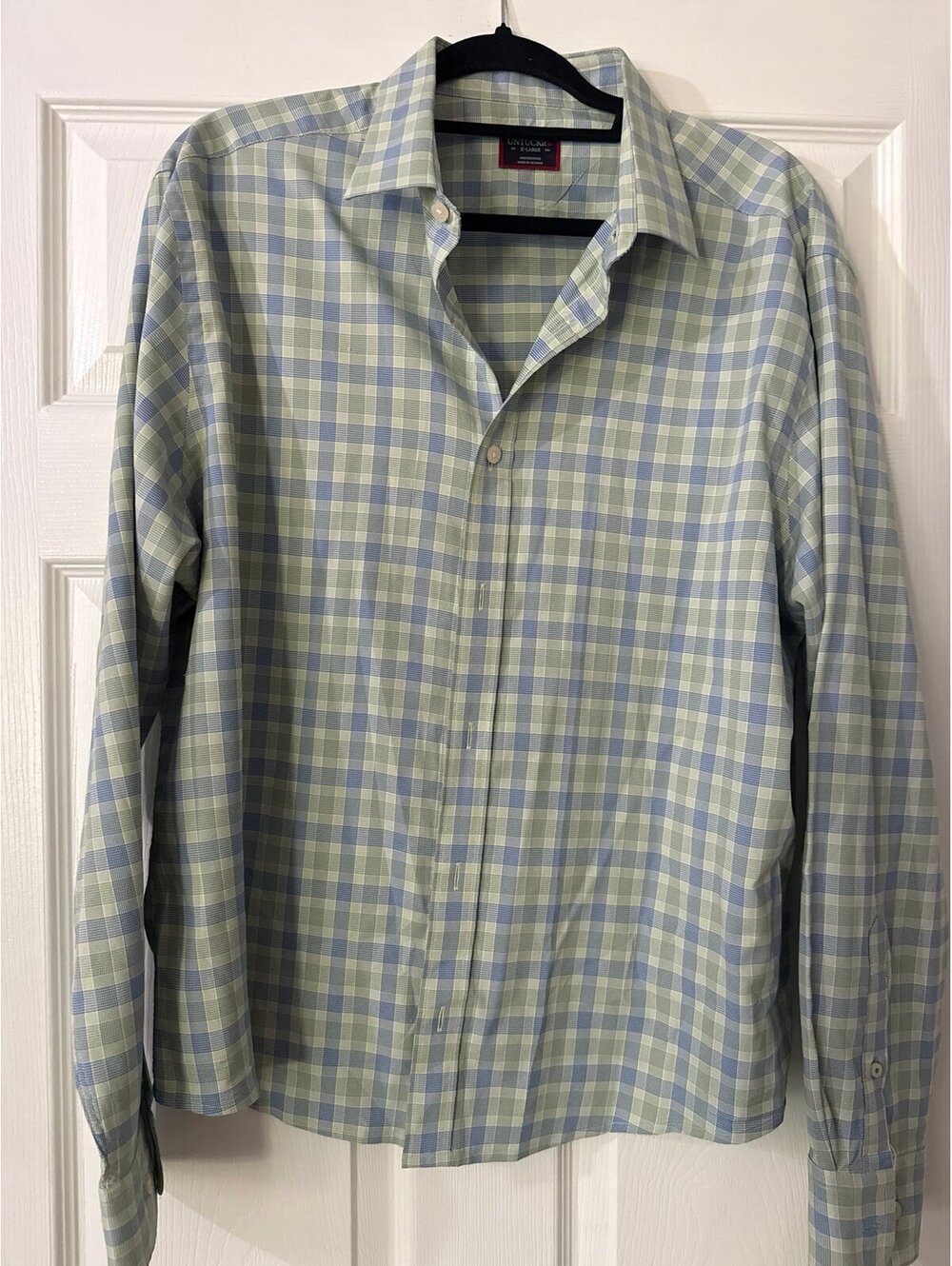 UNTUCKit Green and Blue Plaid Long Sleeve Button Front Shirt Men’s XL